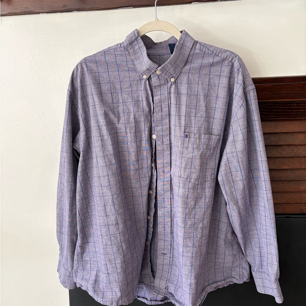 Izod Men's Lavender Checkered Button Down Shirt
